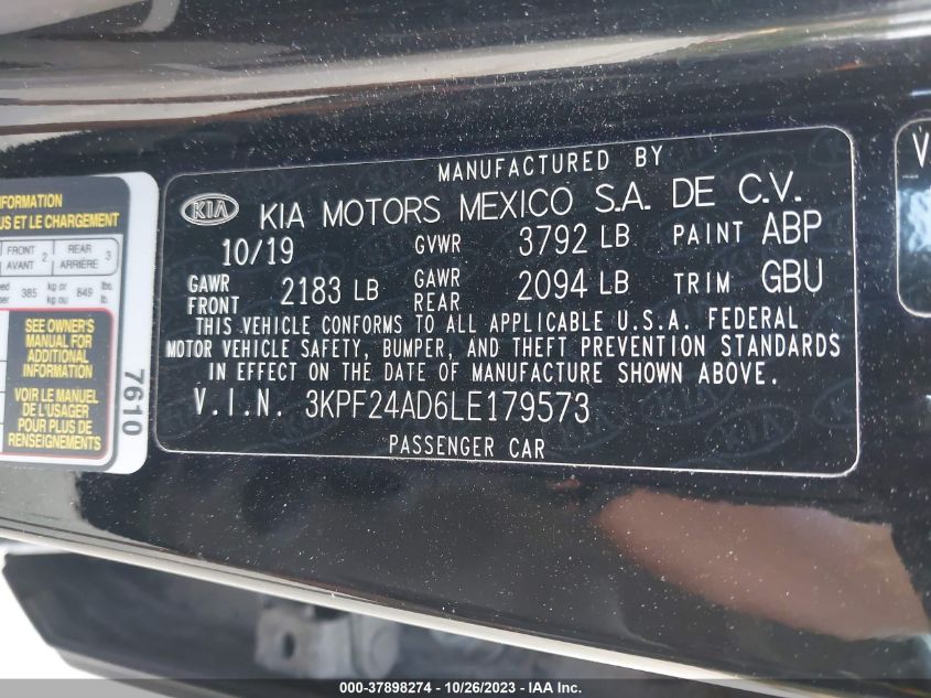2020 KIA FORTE LXS - 3KPF24AD6LE179573