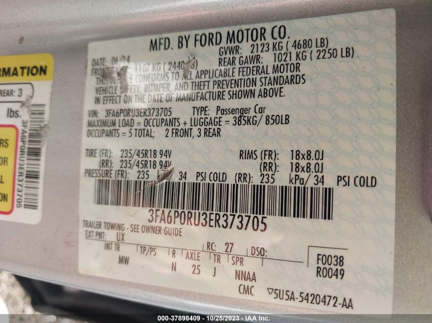 2014 FORD FUSION HYBRID TITANIUM - 3FA6P0RU3ER373705