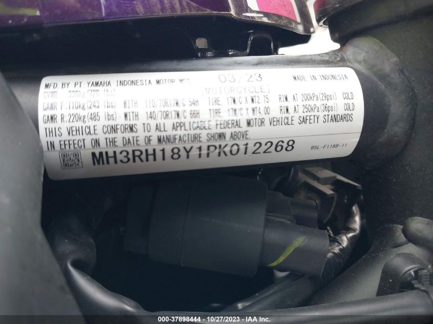 2023 YAMAHA YZFR3 A MH3RH18Y1PK012268