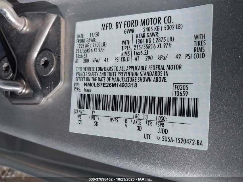 2021 FORD TRANSIT CONNECT VAN XL - NM0LS7E26M1493318