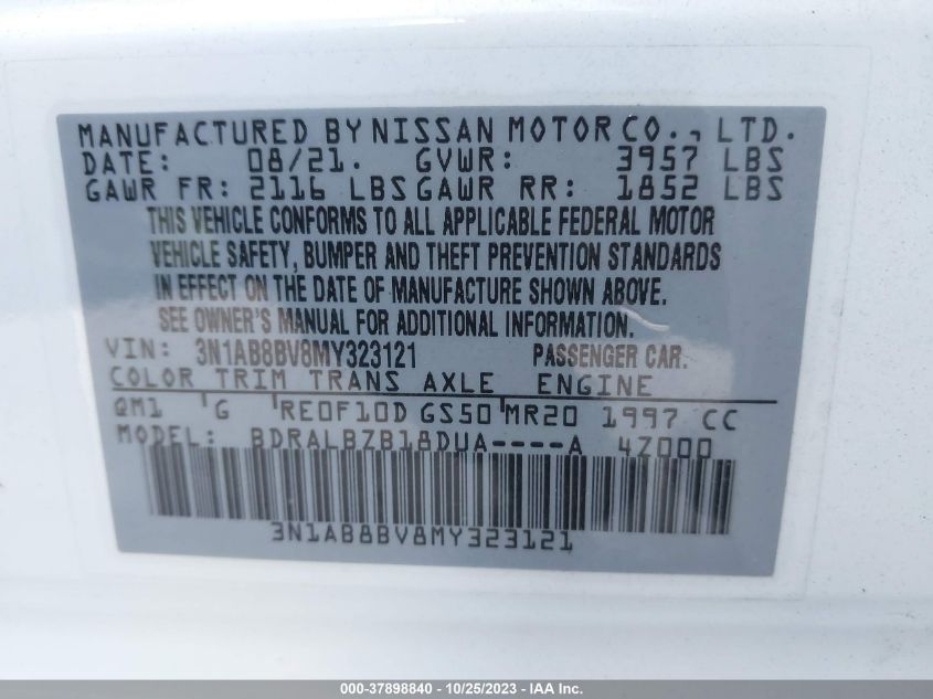 2021 NISSAN SENTRA S - 3N1AB8BV8MY323121