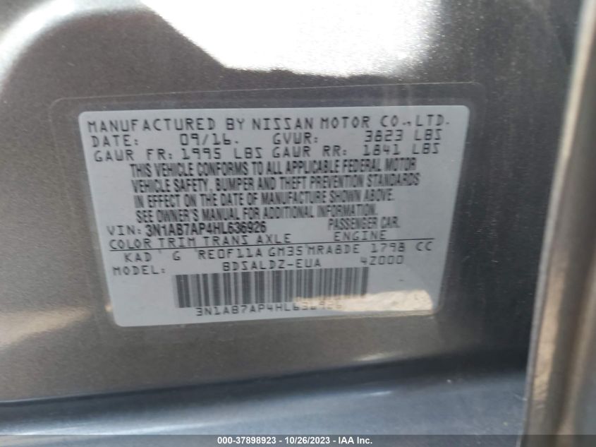 2017 NISSAN SENTRA SR/SL/S/SV - 3N1AB7AP4HL636926