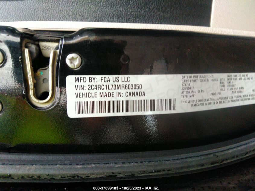 2021 CHRYSLER PACIFICA HYBRID TOURING L - 2C4RC1L73MR603050