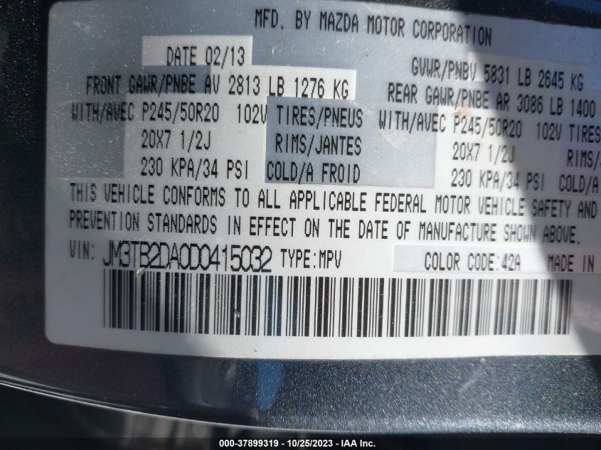 2013 MAZDA CX-9 GRAND TOURING - JM3TB2DA0D0415032