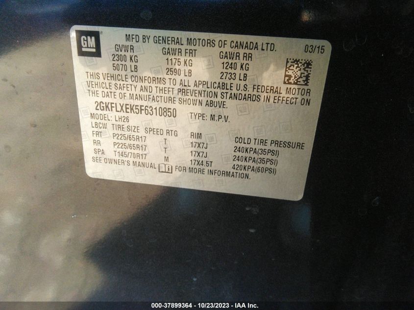 2015 GMC TERRAIN SLT - 2GKFLXEK5F6310850