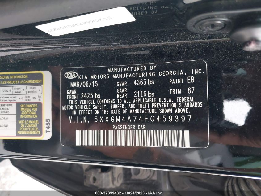 2015 KIA OPTIMA LX - 5XXGM4A74FG459397