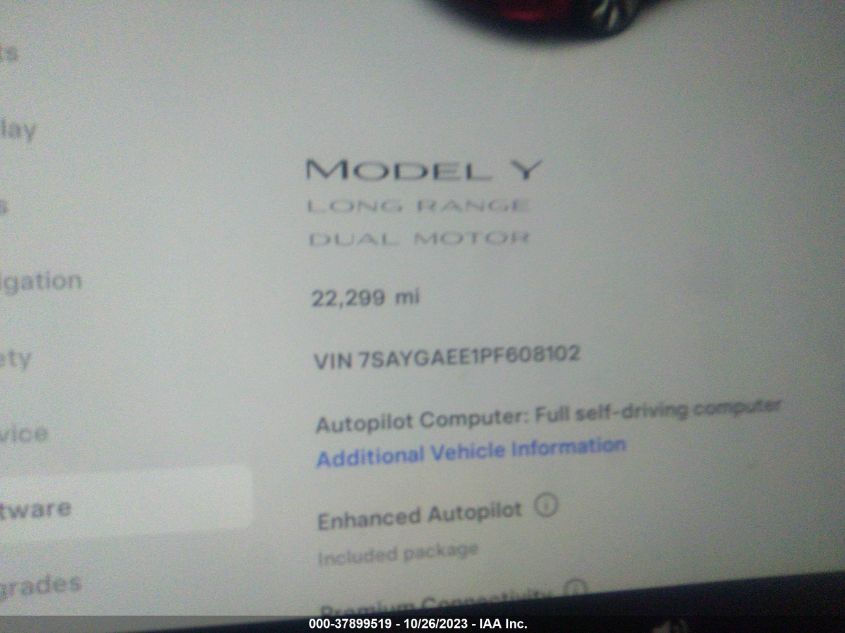 2023 TESLA MODEL Y LONG RANGE - 7SAYGAEE1PF608102