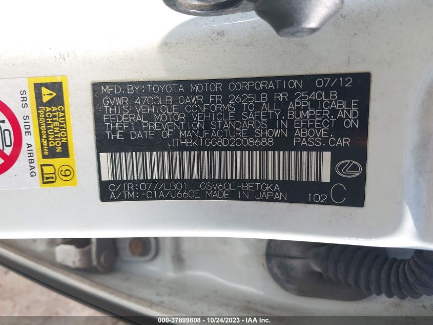2013 LEXUS ES 350 4DR SDN - JTHBK1GG8D2008688