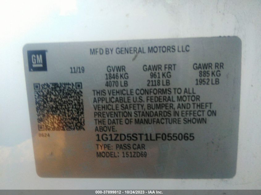2020 CHEVROLET MALIBU LT - 1G1ZD5ST1LF055065