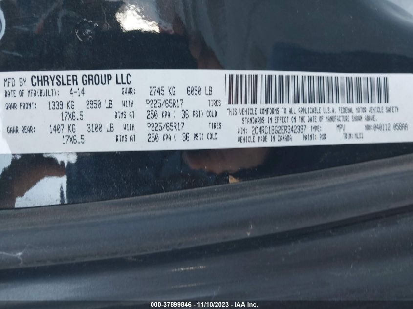 2014 CHRYSLER TOWN & COUNTRY TOURING - 2C4RC1BG2ER342397