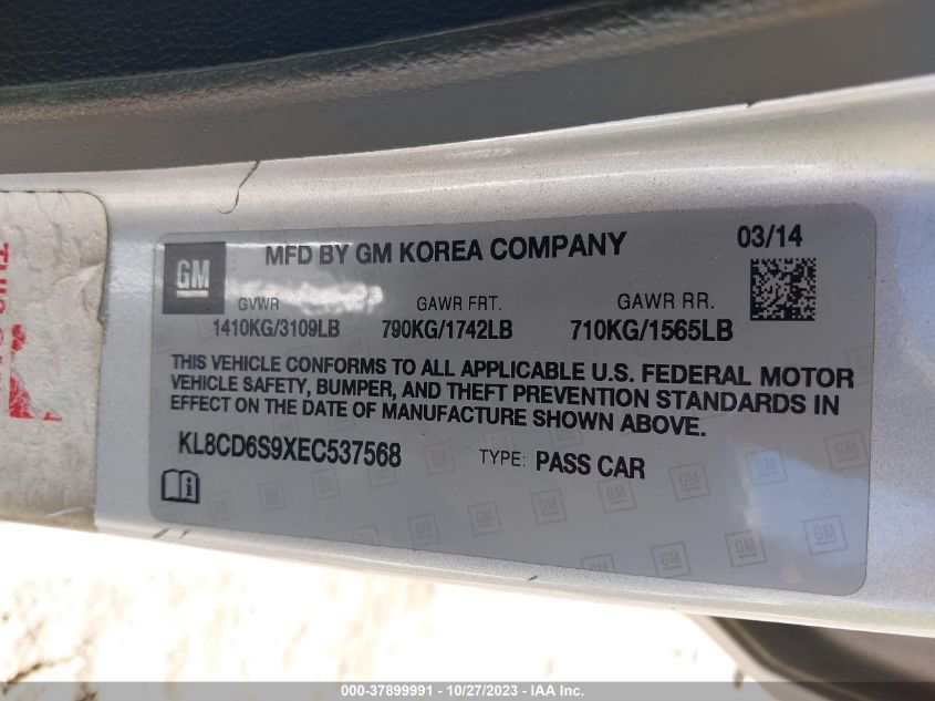 2014 CHEVROLET SPARK LT - KL8CD6S9XEC537568
