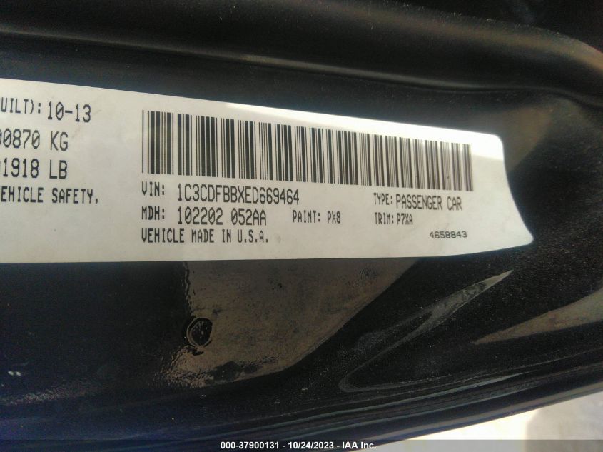 2014 DODGE DART SXT - 1C3CDFBBXED669464