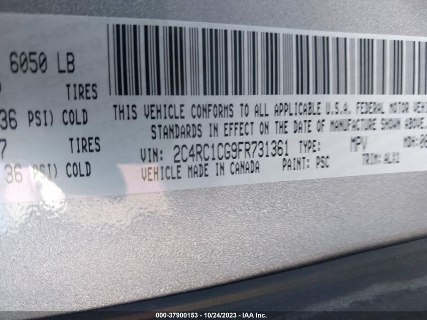 2015 CHRYSLER TOWN & COUNTRY TOURING-L - 2C4RC1CG9FR731361