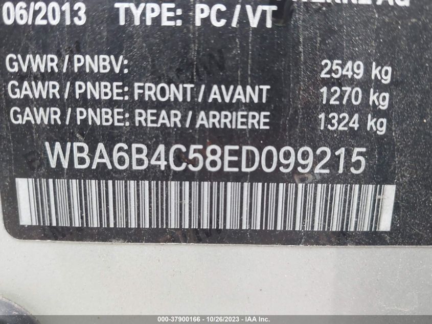 2014 BMW 650I GRAN COUPE XDRIVE WBA6B4C58ED099215