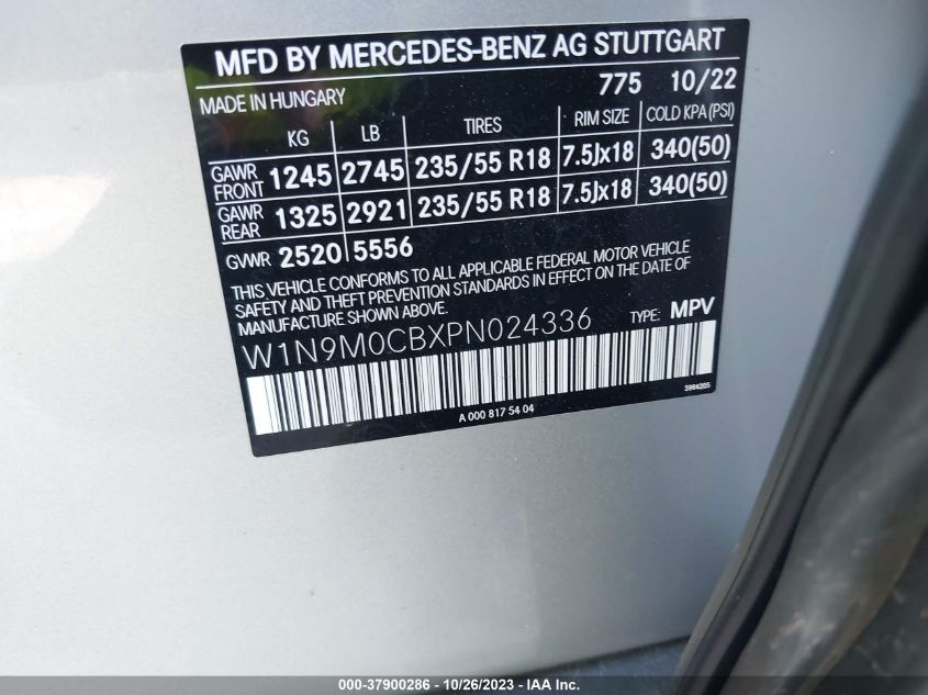 2023 MERCEDES-BENZ EQB 250 SUV W1N9M0CBXPN024336