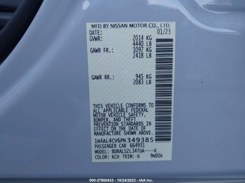 2023 NISSAN ALTIMA SR - 1N4AL4CV6PN349385