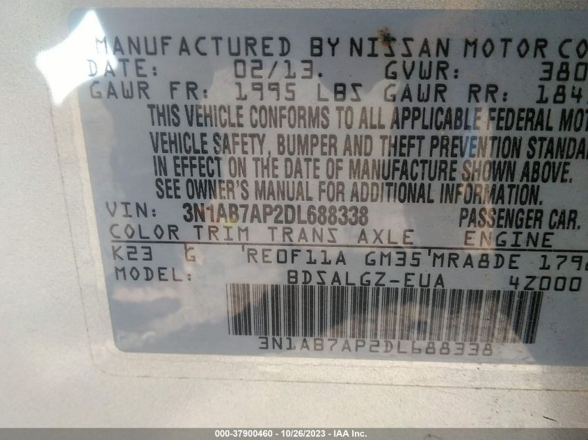 2013 NISSAN SENTRA SL - 3N1AB7AP2DL688338