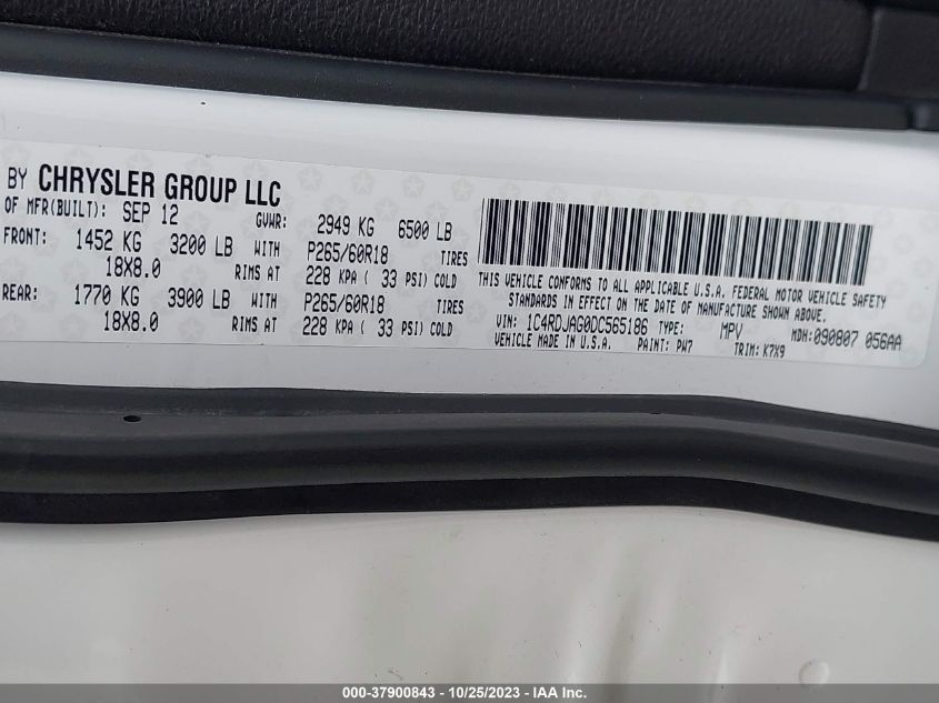 2013 DODGE DURANGO SXT - 1C4RDJAG0DC565186