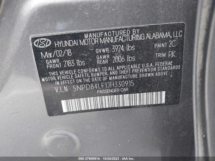 2018 HYUNDAI ELANTRA SEL/VALUE/LIMITED - 5NPD84LF1JH330915
