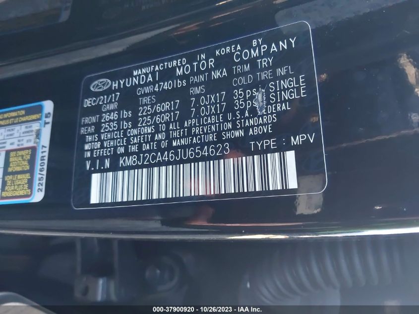 2018 HYUNDAI TUCSON SE - KM8J2CA46JU654623