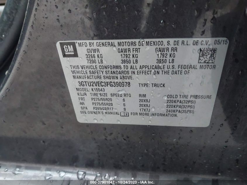 2015 GMC SIERRA 1500 SLT - 3GTU2VEC3FG390978