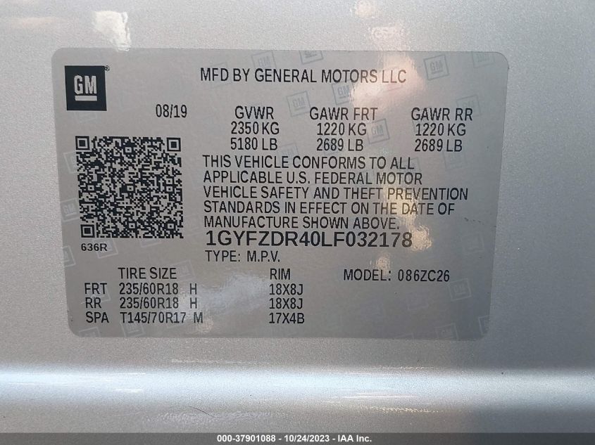 2020 CADILLAC XT4 AWD PREMIUM LUXURY 1GYFZDR40LF032178