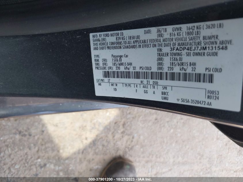 2018 FORD FIESTA SE - 3FADP4EJ7JM131548