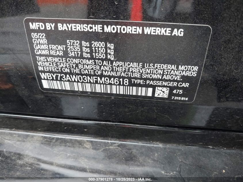 2022 BMW I4 EDRIVE40 WBY73AW03NFM94618