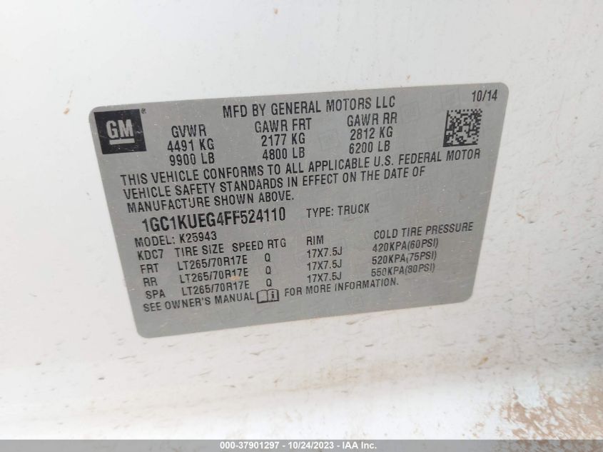 2015 CHEVROLET SILVERADO 2500HD WORK TRUCK - 1GC1KUEG4FF524110