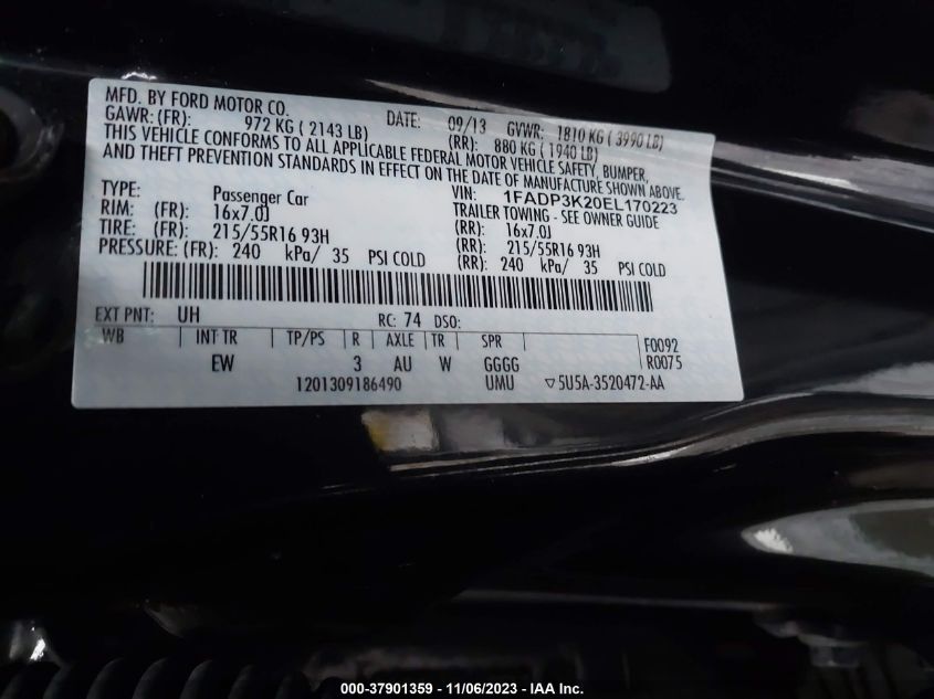 2014 FORD FOCUS SE - 1FADP3K20EL170223