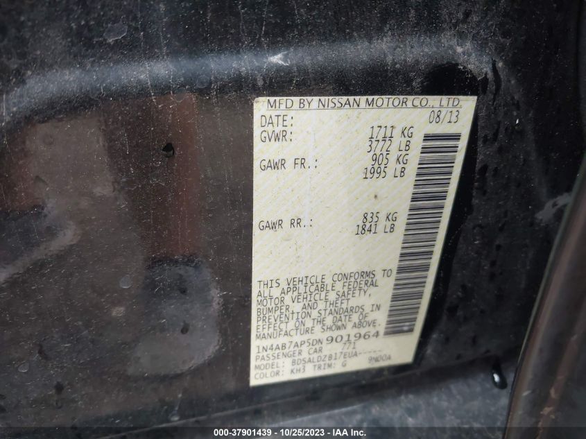 2013 NISSAN SENTRA S/SV/SR/SL - 1N4AB7AP5DN901964