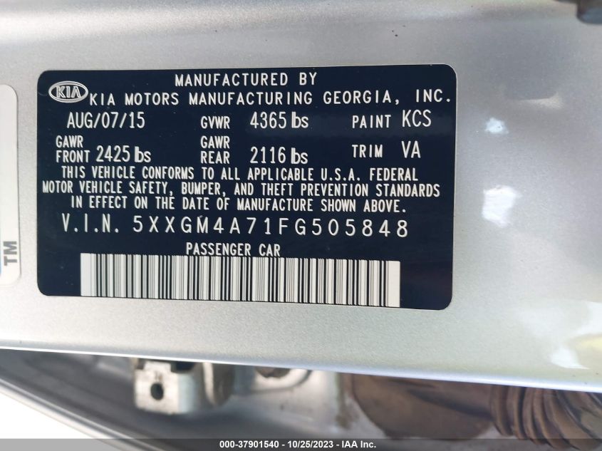 2015 KIA OPTIMA LX - 5XXGM4A71FG505848