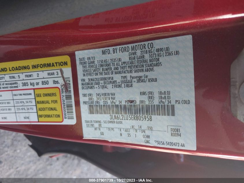 2014 LINCOLN MKZ HYBRID - 3LN6L2LU5ER805958