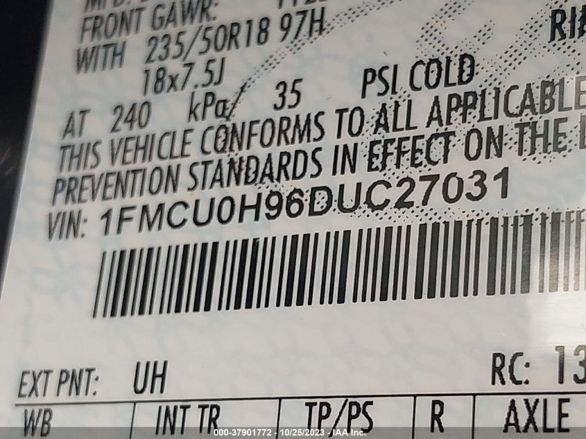 2013 FORD ESCAPE SEL - 1FMCU0H96DUC27031