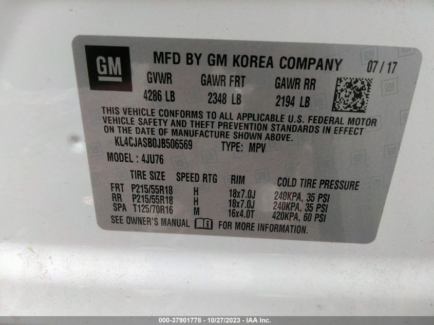 2018 BUICK ENCORE PREFERRED - KL4CJASB0JB506569