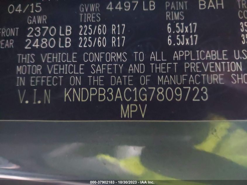 2016 KIA SPORTAGE LX - KNDPB3AC1G7809723