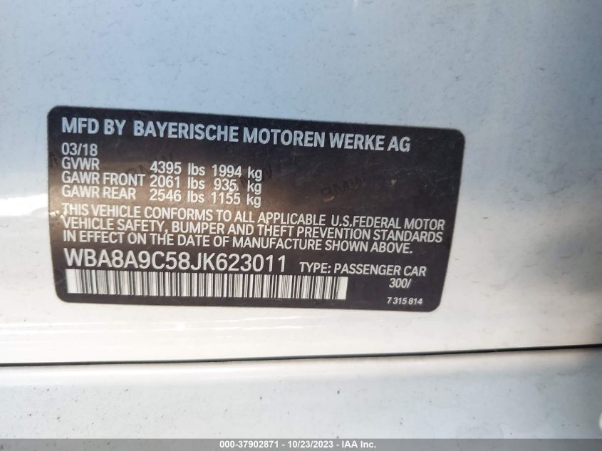 2018 BMW 3 SERIES 320I - WBA8A9C58JK623011