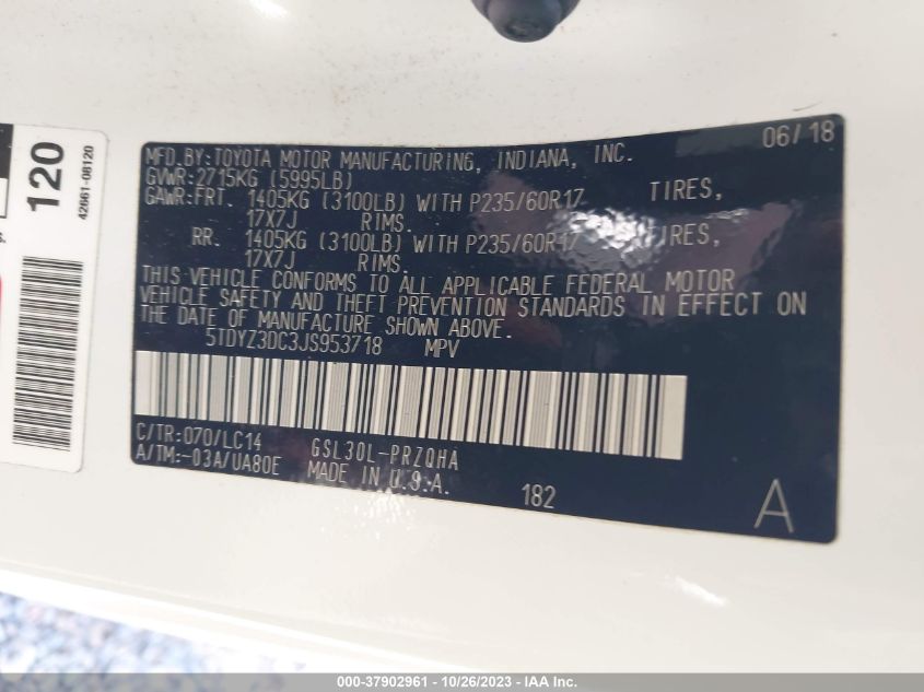2018 TOYOTA SIENNA XLE AUTO ACCESS - 5TDYZ3DC3JS953718