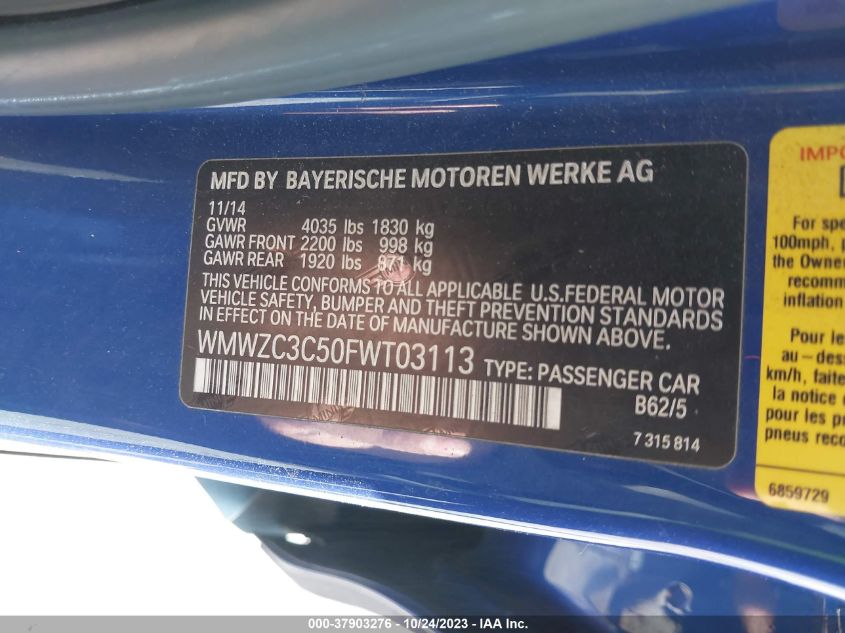 2015 MINI COUNTRYMAN COOPER S - WMWZC3C50FWT03113