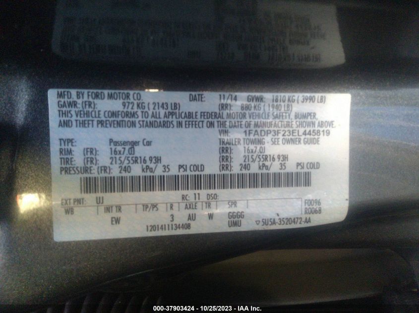 2014 FORD FOCUS SE - 1FADP3F23EL445819