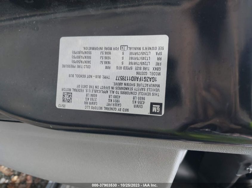 2013 CHEVROLET EXPRESS 3500 LT 1GAZG1FA8D1178577