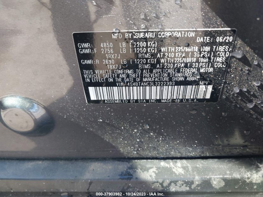 2020 SUBARU OUTBACK - 4S4BTANC3LT222393