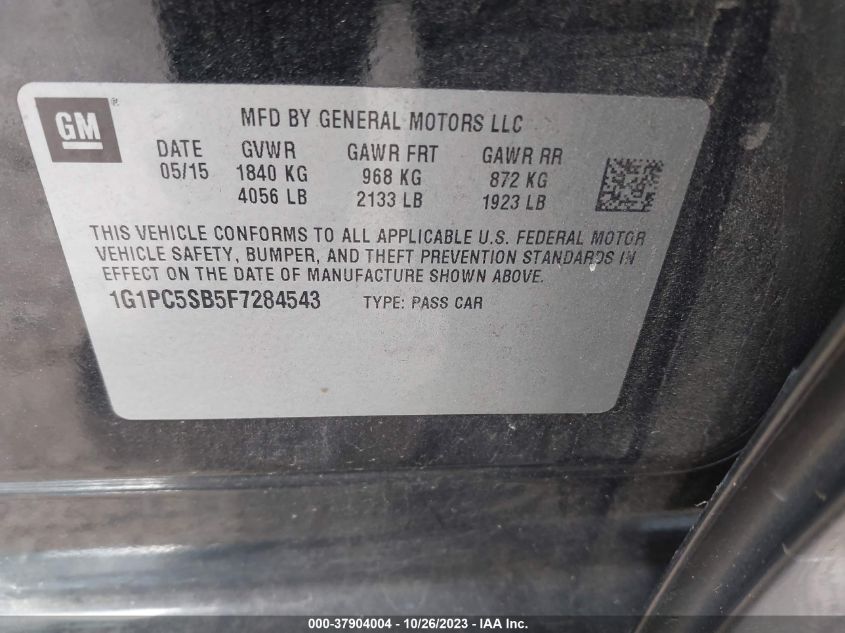 2015 CHEVROLET CRUZE LT - 1G1PC5SB5F7284543