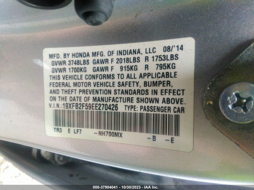 2014 HONDA CIVIC SEDAN LX - 19XFB2F59EE270426