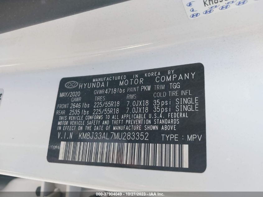 2021 HYUNDAI TUCSON LIMITED/SEL/SPORT/ULTIMAT - KM8J33AL7MU283352