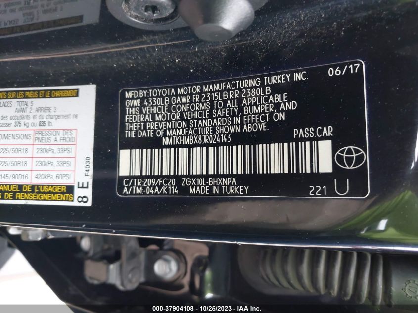2018 TOYOTA C-HR XLE - NMTKHMBX8JR024143