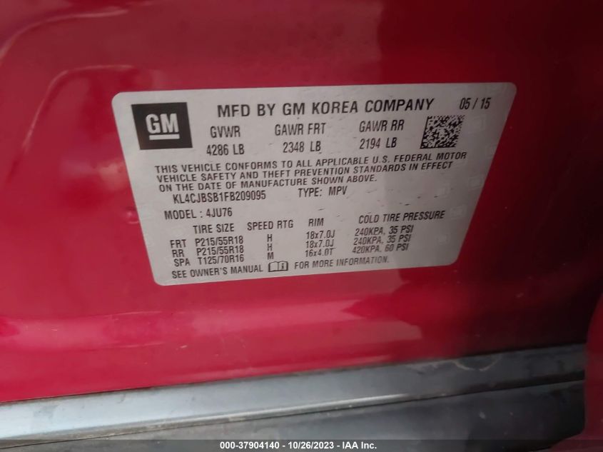 2015 BUICK ENCORE CONVENIENCE - KL4CJBSB1FB209095