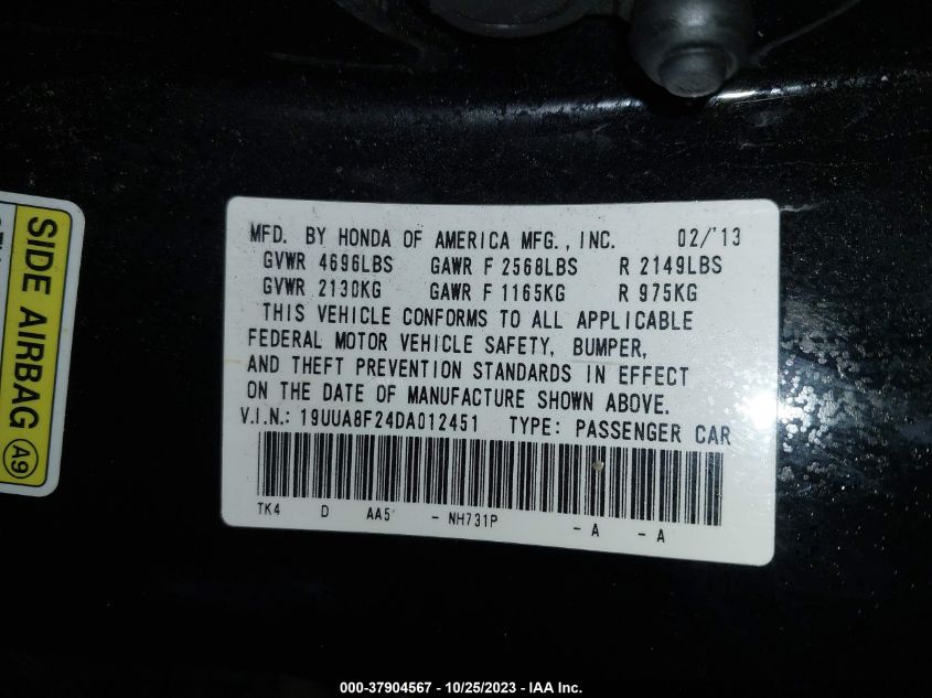 2013 ACURA TL - 19UUA8F24DA012451