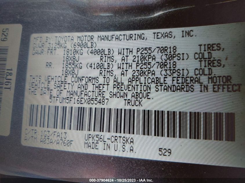 2014 TOYOTA TUNDRA 4WD TRUCK SR/SR5 - 5TFUM5F16EX055487
