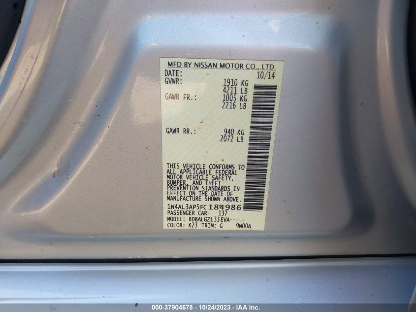 2015 NISSAN ALTIMA 2.5 - 1N4AL3AP5FC184986
